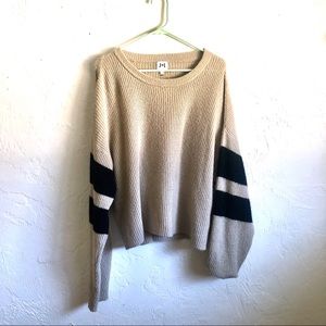 John and Jen Cream and Black Oversized Sweater